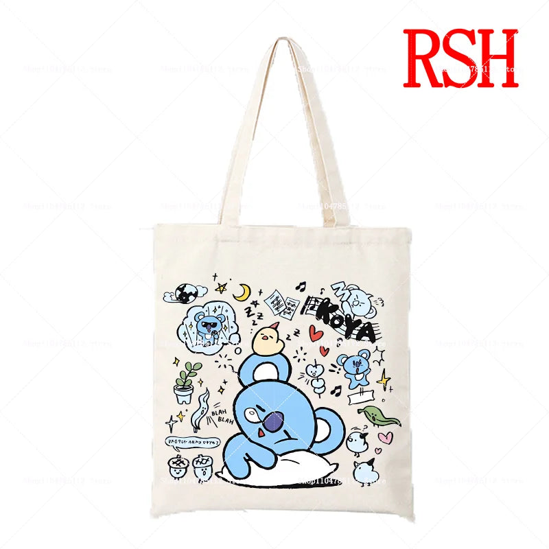 BT21 Tata Pop Tote Bag — Official V Pop Art Alien Canvas Bag
