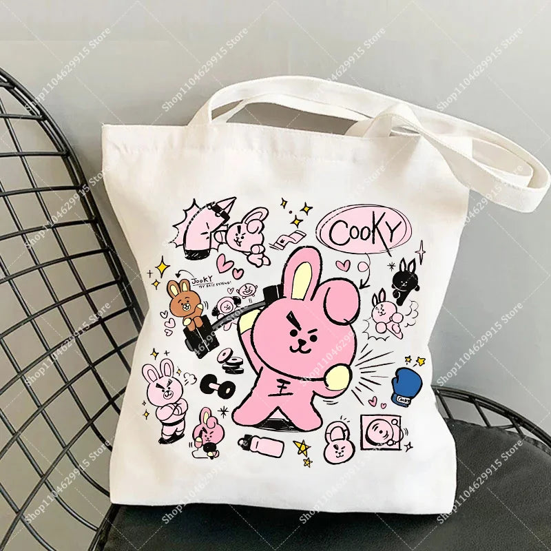 BT21 Pastel Mix Tote Bag — Official All Characters Kawaii Canvas Bag
