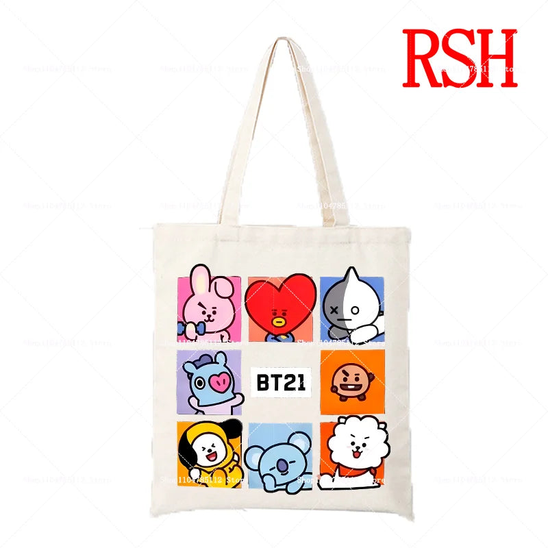 BT21 Tata Pop Tote Bag — Official V Pop Art Alien Canvas Bag
