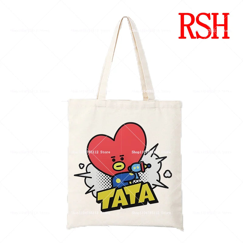 BT21 Tata Pop Tote Bag — Official V Pop Art Alien Canvas Bag