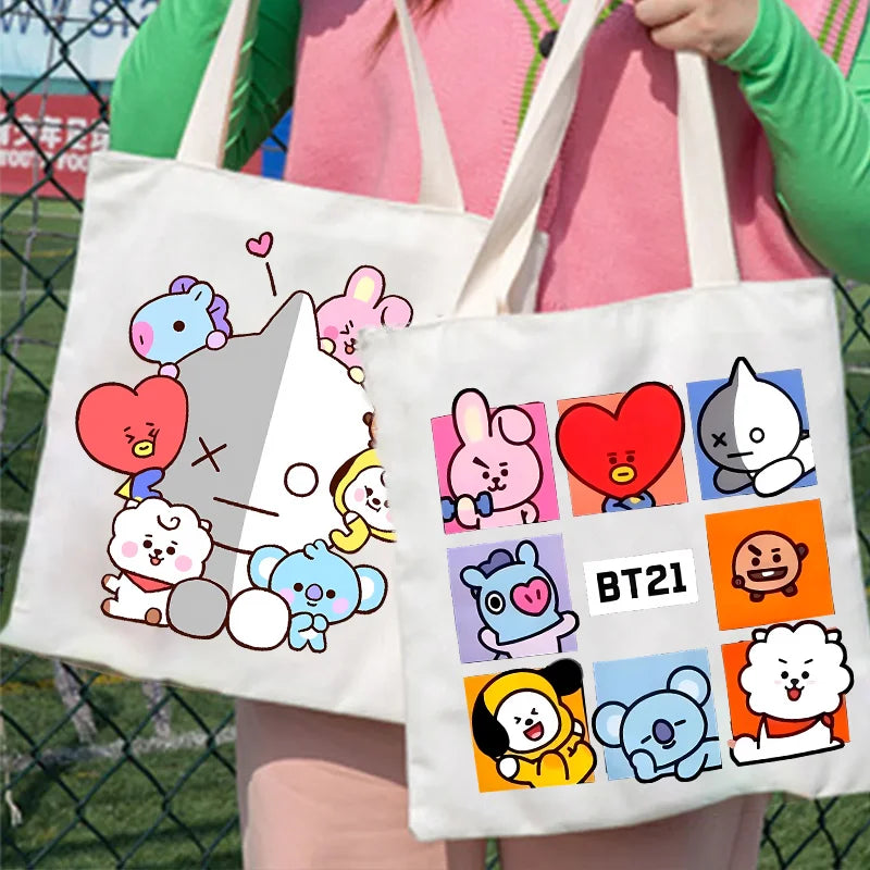 BT21 Cooky Pop Tote Bag — Official Jungkook Pop Art Canvas Bag