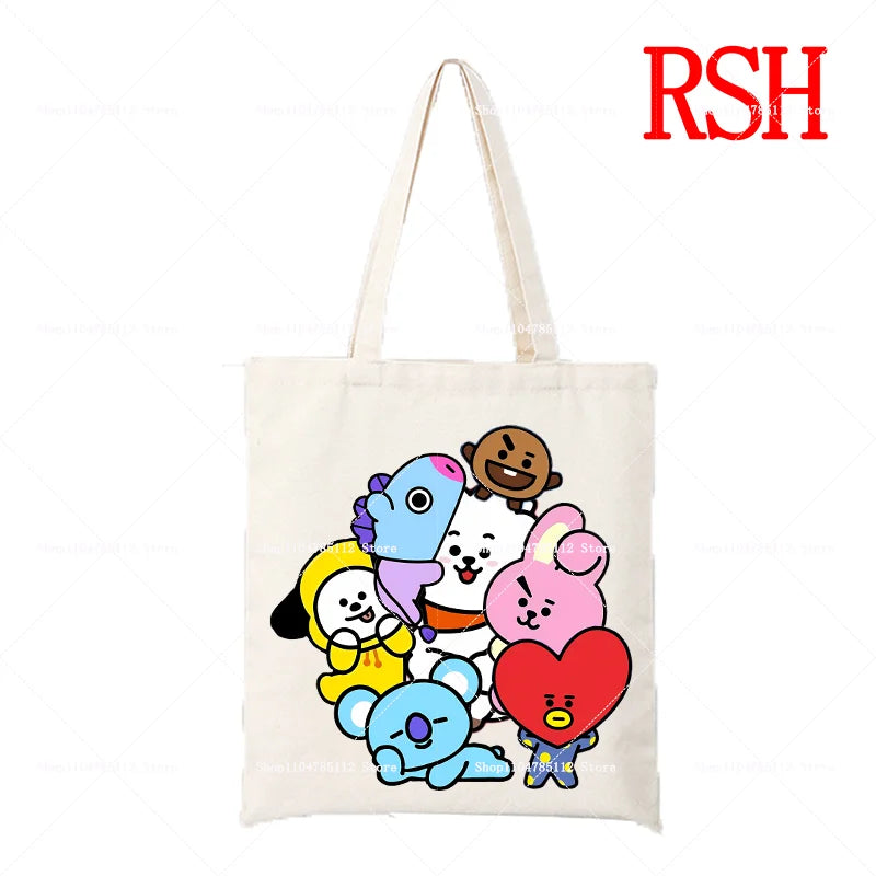 BT21 Tata Pop Tote Bag — Official V Pop Art Alien Canvas Bag