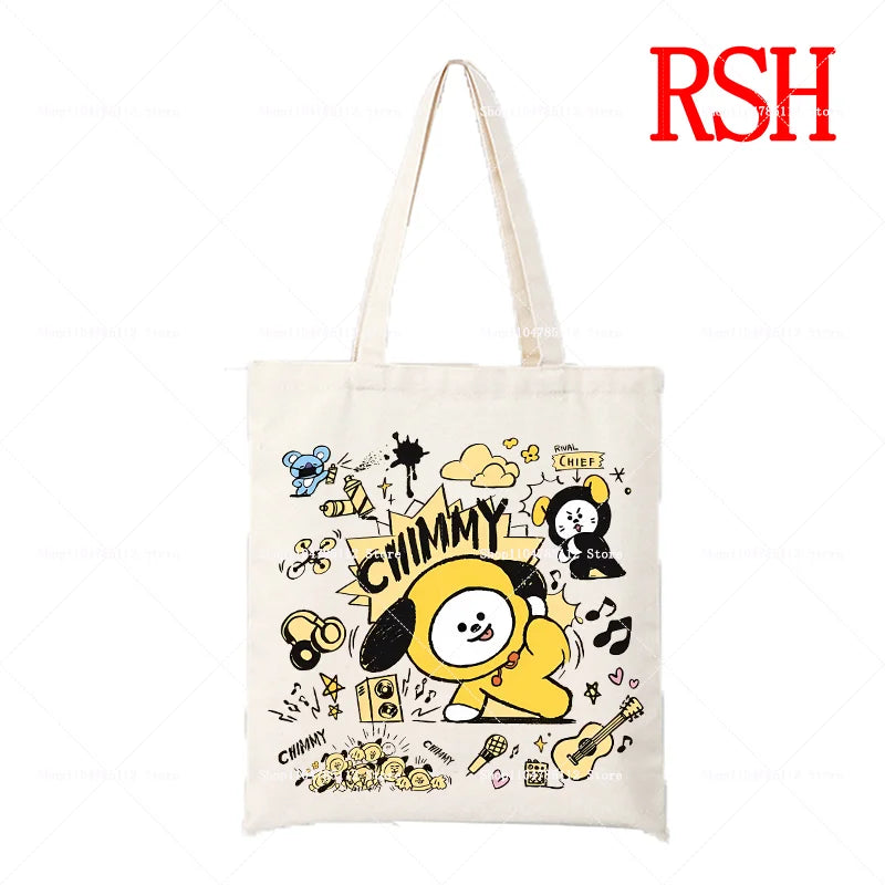 BT21 Chimmy Graffiti Tote Bag — Official Jimin Street Art Canvas Bag