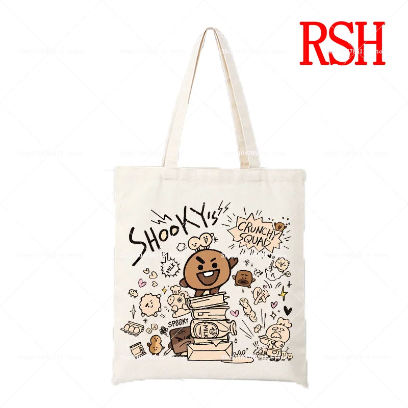 BT21 Tata Pop Tote Bag — Official V Pop Art Alien Canvas Bag