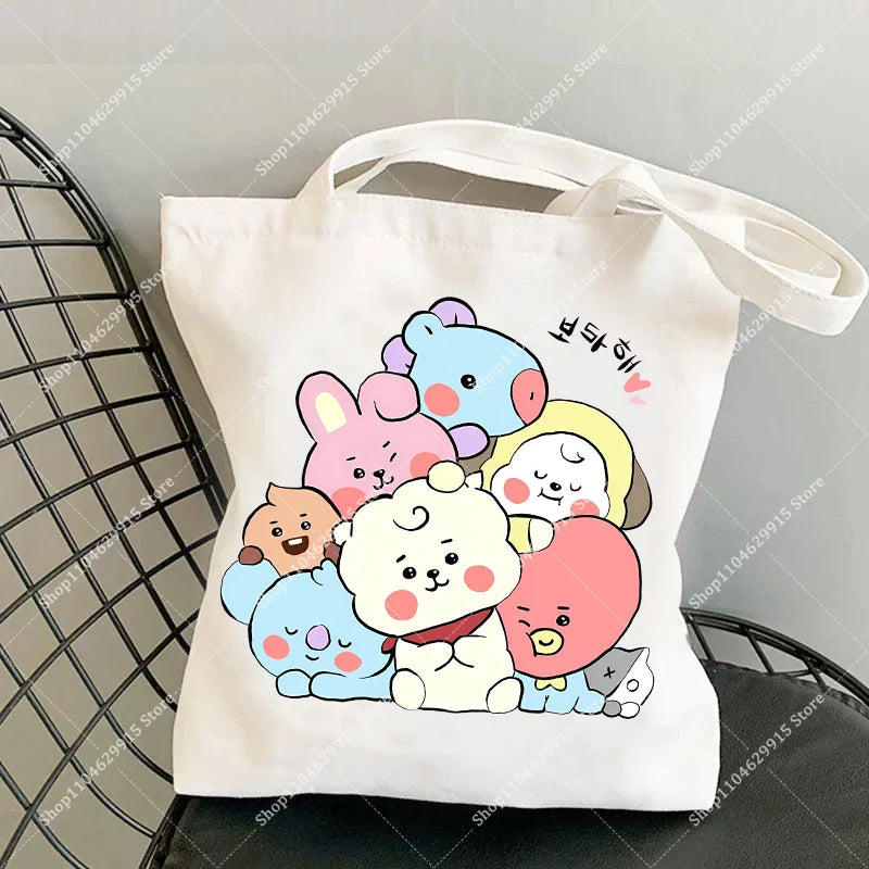 BT21 Tata Pop Tote Bag — Official V Pop Art Alien Canvas Bag