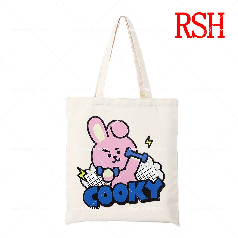 BT21 Cooky Tote Bag — Official Jungkook Pink Bunny Canvas Bag