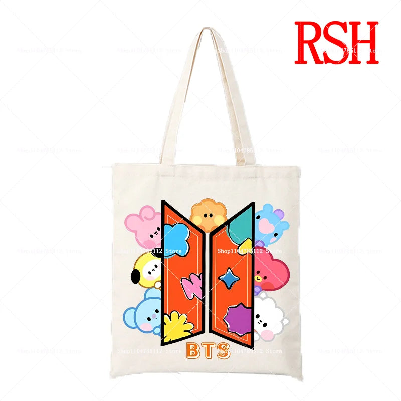 BT21 Kawaii Tote Bag — Official Cute Characters Canvas Bag