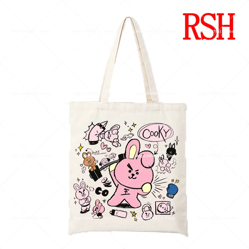 BT21 Cooky Pop Tote Bag — Official Jungkook Pop Art Canvas Bag
