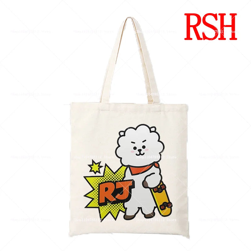 BT21 Tata Pop Tote Bag — Official V Pop Art Alien Canvas Bag