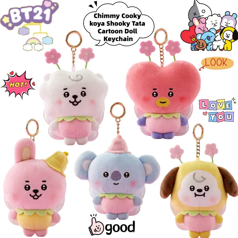 RJ BT21 keychain front view — LINE FRIENDS × BTS official accessory